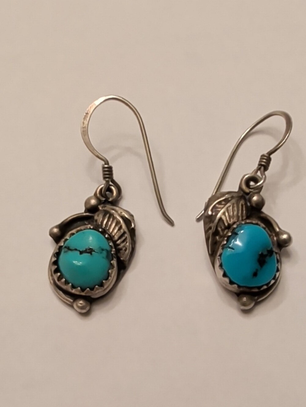 Turquoise Stone Sterling Silver Drop Earrings - Blue Turquoise